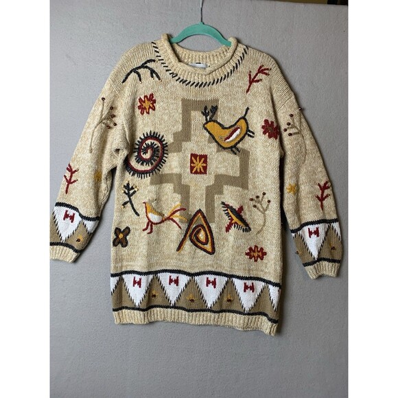 Sweaters - Ashley Hill Sweater XL Embroidered Southwest Tunic Aztec Native American Vtg
